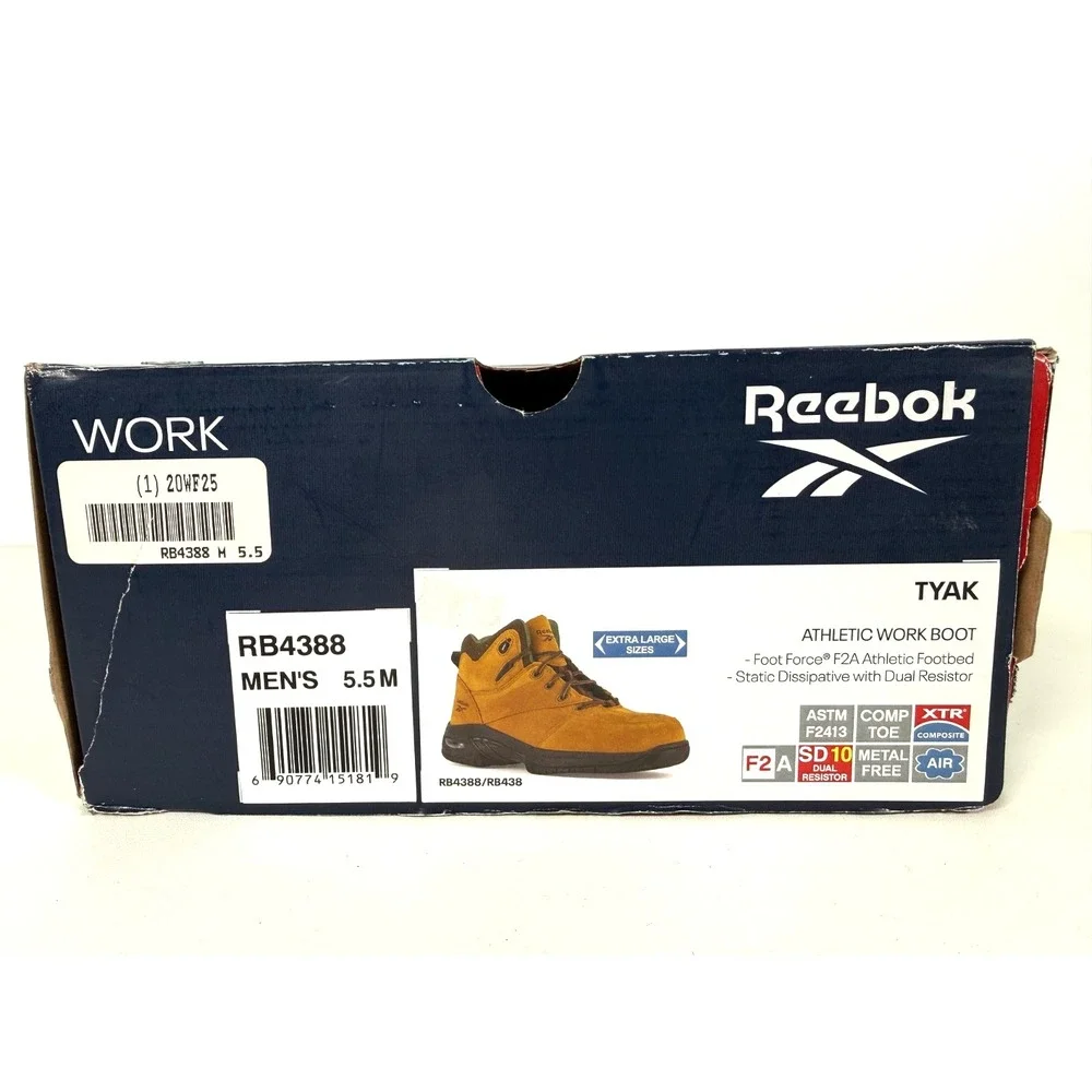 Reebok TYAK RB4388 Men's Comp Toe Work Hiker Boots Tan 5.5M New